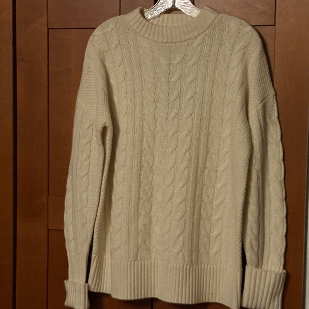 Banana Republic Italian Wool Cashmere Blend Cream Sz S Sweater NWT $170